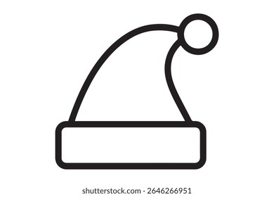 A simple black and white santa hat outline illustration