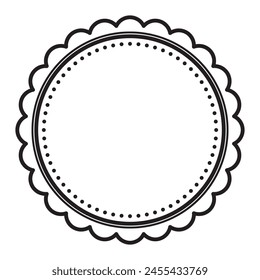 Simple Black And White Scalloped Decorative Round Frame Border Design
