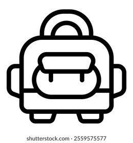 Simple black and white school backpack icon, perfect for representing back to school supplies and education