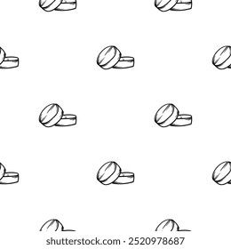 Simple black and white seamless pattern with pills icon. Editable vector background related to diseases, flu, coronavirus, epidemic and quarantine