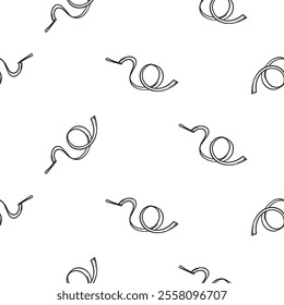 Simple black and white seamless pattern with gymnastics ribbons. Vector background with sports and sports equipment