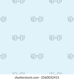 Simple black and white seamless pattern with sports dumbbells. Vector editable background for sport, fitness, gym and healthy lifestyle. Hand drawn design for decoration, wrapping paper, print