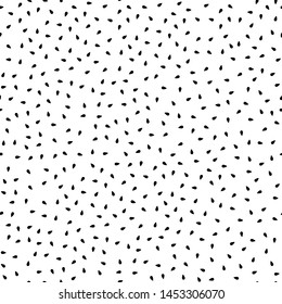 Simple black and white sesame seeds seamless pattern, vector background