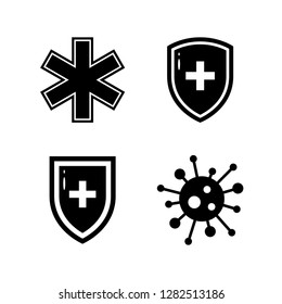 Simple black and white set of immunity icons in flat style