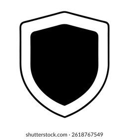 Icono de escudo blanco y negro simple