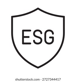 Simple black and white shield icon displaying the letters ESG prominently