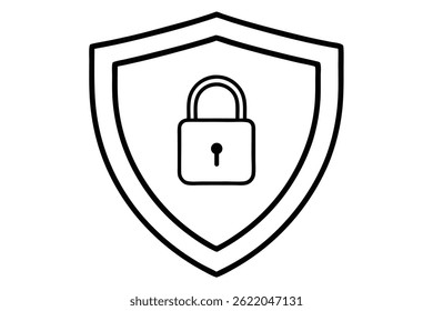 Simple black and white shield with locked padlock icon.