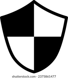 Simple Black and White Shield Safety Security Protection Symbol Sign Icon. Vector Image.	