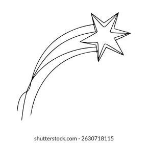 Simple black and white shooting star illustration