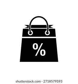 Icono simple del bolso de compras en blanco y negro que representa la tienda minorista o las compras del comercio electrónico