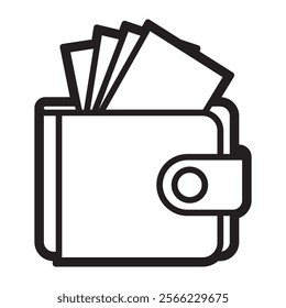 simple black and white shopping symbol icon, wallet containing money