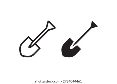 Simples pás preto e branco e ícones de picareta.