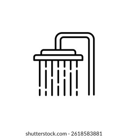 Simple Black and White Shower Head Icon for Bathroom Design Elements