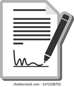 simple black and white signing document icon or symbol vector illustration