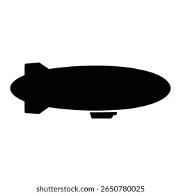 Simple Black and White Silhouette of an Airship Zepplin Flying in the Sky