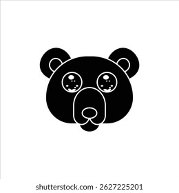 A simple black and white silhouette of an animal head icon featuring a polar bear. Perfect for children's content, educational materials, and sticker sets.