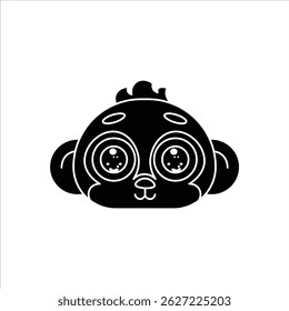 A simple black and white silhouette of an animal head icon featuring a meerkat. Perfect for children's content, educational materials, and sticker sets.