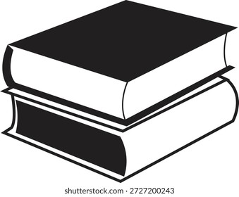 Silueta simple en blanco y negro de un libro cerrado, ideal para gráficos educativos