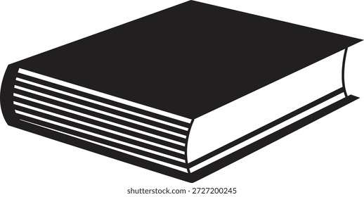 Silueta simple en blanco y negro de un libro cerrado, ideal para gráficos educativos