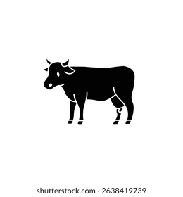 Simple black and white silhouette of a cow. Perfect for farming or dairy related designs.