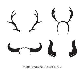 Simple Black and White Silhouette Deer Antlers and Horns