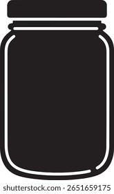 Simple black and white silhouette of a glass jar.