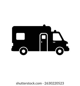 Simples silhueta preto e branco ilustração de um veículo recreativo para viagens e aventura