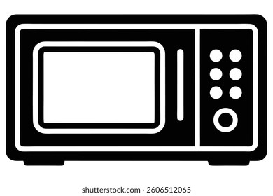Simple black and white silhouette of a microwave oven