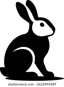 Simple black and white silhouette of a rabbit.