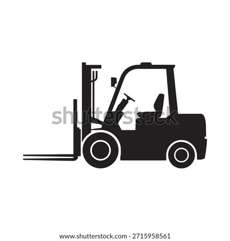 A simple black and white silhouette of a typical industrial forklift truck