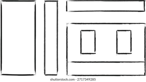 Un simple boceto en blanco y negro de una composición dividida