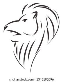 Simple black and white sketch of leo horoscope sign vector illustration 