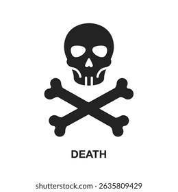 Simple Black and White Skull and Crossbones Symbol of Death