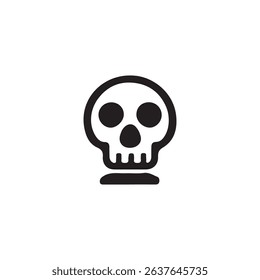 Simple Black and White Skull Graphic.A stylized, black outline skull graphic on a white background.