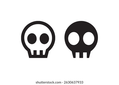 Simple black and white skull icons with round eyes.