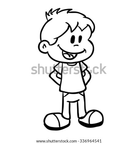 Download Simple Black White Smiling Boy Cartoon Stock Vector ...