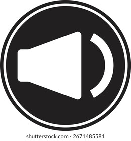 Icono de altavoz blanco y negro simple con ondas de sonido