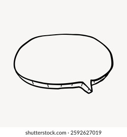 Simple black and white speech bubble illustration. Speech bubble outline. Minimalist speech bubble design. Perfect for comics and graphic design projects. Vector illustration.