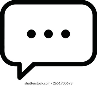 Simple black and white speech bubble with three dots silhouette