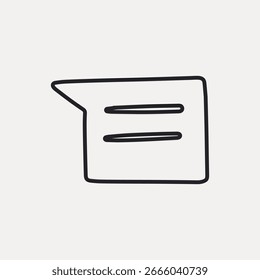 Einfaches schwarz-weißes Sprechblasensymbol. Minimalistisches Design mit klaren Linien. Sprechblasen-Illustration für Kommunikations-, Dialog- oder Messaging-Themen. Funkige Vektorgrafik.