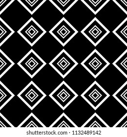 Simple black and white squares shape geometric seamless pattern, vector