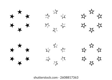 Simple Black and White Star Patterns for Graphic Design.