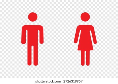Iconos simples de figuras de palo blanco y negro para letreros de baño masculinos y femeninos. Colección de estilo sólido de icono de hombre y mujer. Iconos de baño Ilustración vectorial negra para redes sociales, App y Web