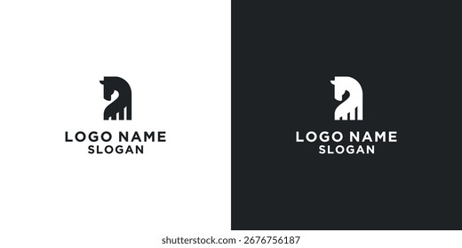 Logotipo simple del caballo del tráfico común blanco y negro
