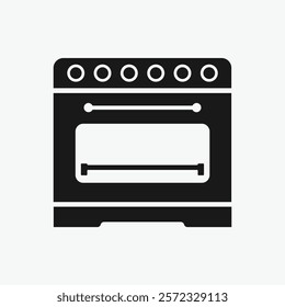 Simple Black and White Stovetop and Oven Icon