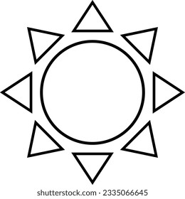 Simple black and white sun icon. Vector Illustration. 