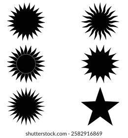 Simple Black and White Sun and Star Icons