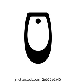 Simple black and white symbol with circle and oval design.