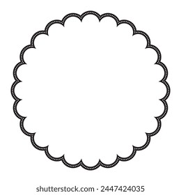 Simple Black And White Symmetrical Scallop Round Corner Frame Vector Element Design