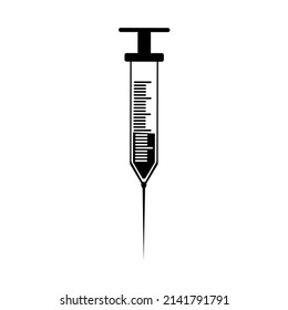 Simple black and white syringe icon eps 10 vector illustration. Design element for websites, clinic brochure, advertisement and more.